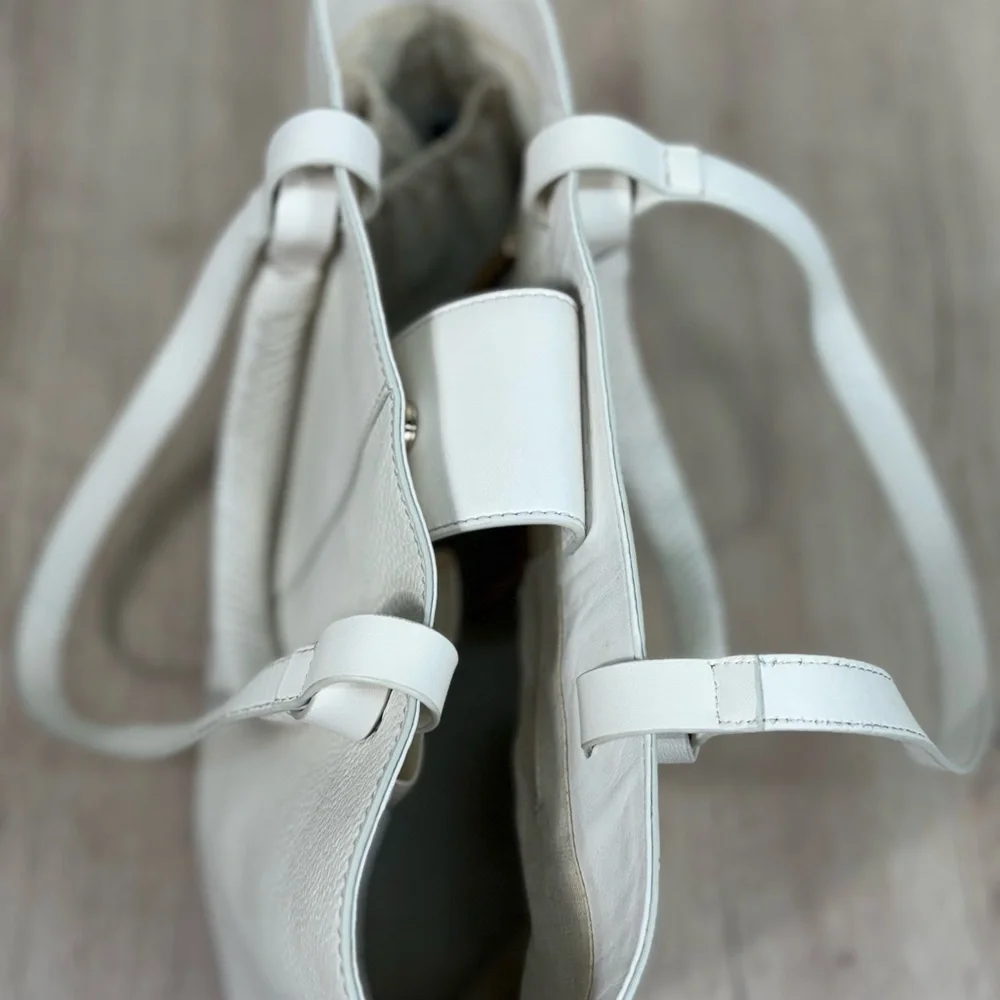 Vince Camuto Leather Creamy White Slone Tote Bag Purse